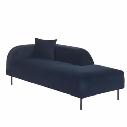 Left Hand Chaise Lounge LE CRAU Velvet Dark Blue