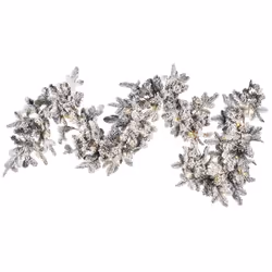 Pre-Lit Snowy Christmas Garland 180 cm White SUNDO
