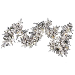 Pre-Lit Snowy Christmas Garland 180 cm White SUNDO