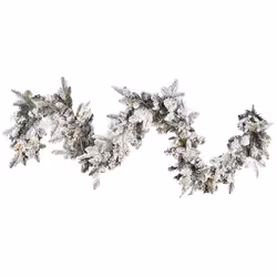 Pre-Lit Snowy Christmas Garland 270 cm White SUNDO