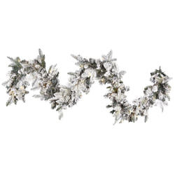 Pre-Lit Snowy Christmas Garland 270 cm White SUNDO