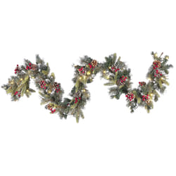 Pre-Lit Snowy Christmas Garland 180 cm Green PAIMIO