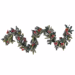 Pre-Lit Snowy Christmas Garland 180 cm Green PAIMIO