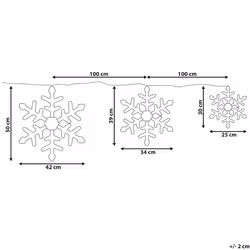 Set of 3 Hanging Decorations Snowflake LOHELA Metal 30/39/50 cm Silver