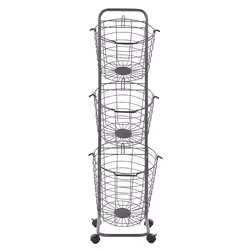 Basket Stand AYAPAL with Wheels Metal Grey