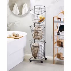 Basket Stand AYAPAL with Wheels Metal Grey