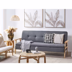 Sofa Bed TJORN Fabric Grey 3 Seater