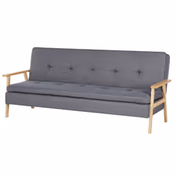 Sofa Bed TJORN Fabric Grey 3 Seater