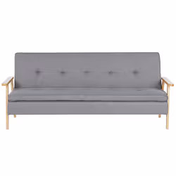 Sofa Bed TJORN Fabric Light Grey 3 Seater