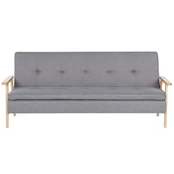 Sofa Bed TJORN Fabric Light Grey 3 Seater