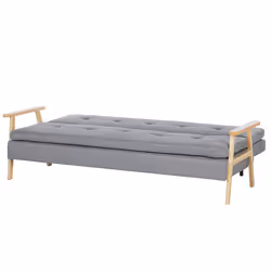 Sofa Bed TJORN Fabric Light Grey 3 Seater