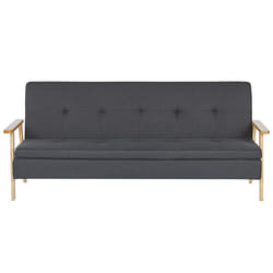 Sofa Bed TJORN Fabric Dark Grey 3 Seater