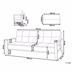 Sofa Bed TJORN Fabric Dark Grey 3 Seater