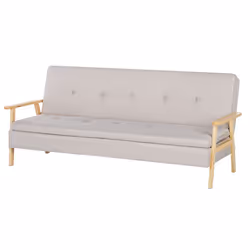 Sofa Bed TJORN Fabric Beige 3 Seater