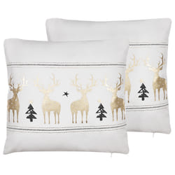Set of 2 Decorative Cushions DONNER Cotton 45 x 45 cm White Christmas Pattern