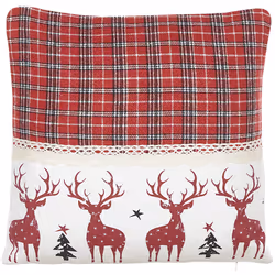 Set of 2 Cotton Cushions Reindeer Pattern 45 x 45 cm Red ROBBIE