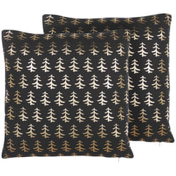 Set of 2 Decorative Cushions LEROY Cotton 45 x 45 cm Black Christmas Pattern