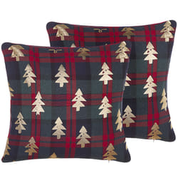 Set of 2 Cushions Christmas Tree Pattern 45 x 45 cm Red and Green CUPID