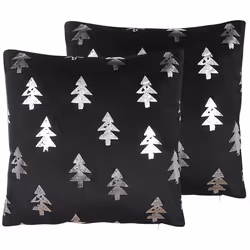 Set of 2 Cushions Velvet Black CUPID 45 x 45 cm