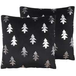 Set of 2 Cushions Velvet Black CUPID 45 x 45 cm
