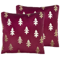 Set of 2 Decorative Cushions CUPID Velvet 45 x 45 cm Red Christmas Pattern