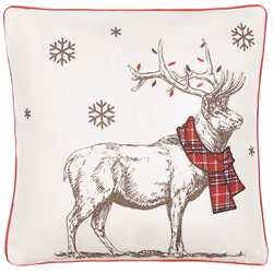 Set of 2 Cushions Reindeer Motif 45 x 45 cm Red and White SVEN