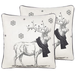 Set of 2 Cushions Reindeer Motif 45 x 45 cm Black and White SVEN