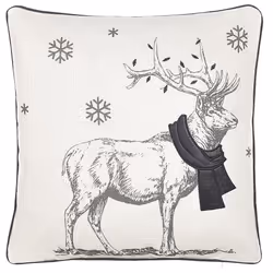 Set of 2 Cushions Reindeer Motif 45 x 45 cm Black and White SVEN