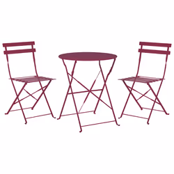 Bistro Set Folding FIORI Metal Burgundy