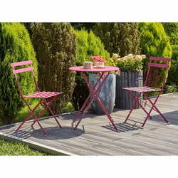 Bistro Set Folding FIORI Metal Burgundy