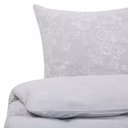 Cotton Duvet Cover Set Flower Pattern 155 x 220 cm Grey MORNINGSIDE