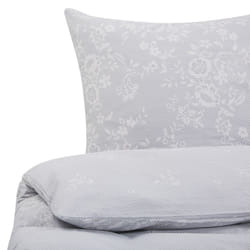 Cotton Duvet Cover Set Flower Pattern 155 x 220 cm Grey MORNINGSIDE