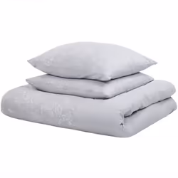 Cotton Duvet Cover Set Flower Pattern 155 x 220 cm Grey MORNINGSIDE