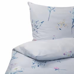 Duvet Cover Set EVERGREEN Sateen Cotton 220 x 240 cm Light Blue