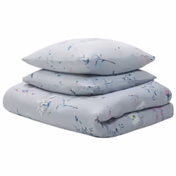 Duvet Cover Set EVERGREEN Sateen Cotton 220 x 240 cm Light Blue