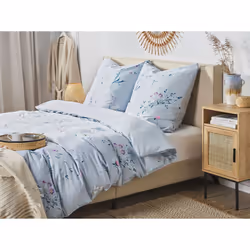 Duvet Cover Set EVERGREEN Sateen Cotton 220 x 240 cm Light Blue