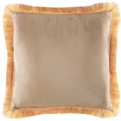 Set of 2 Fringed Velvet Cushions 45 x 45 cm Beige POTHOS