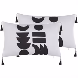 Set of 2 Decorative Cushions LIRIOPE 30 x 50 cm Black/ White Geometric Pattern