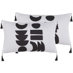 Set of 2 Decorative Cushions LIRIOPE 30 x 50 cm Black/ White Geometric Pattern