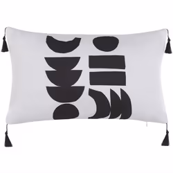 Set of 2 Decorative Cushions LIRIOPE 30 x 50 cm Black/ White Geometric Pattern