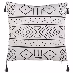 Set of 2 Decorative Cushions SCHEFFLERA Velvet 45 x 45 cm White Geometric Pattern