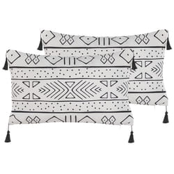 Set of 2 Decorative Cushions SCHEFFLERA Velvet 30 x 50 cm White Geometric Pattern