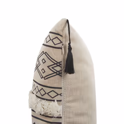 Set of 2 Cushions Geometric Pattern 30 x 50 cm Beige and Black PULMONARIA