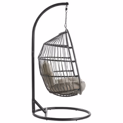 Hanging Chair with Stand ALBA PE Rattan Black - Additional view 4