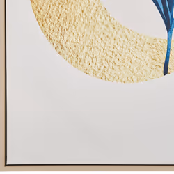 Floral Motif Framed Canvas Wall Art 63 x 93 cm Beige and Blue CORVARO