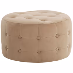 Velvet Pouffe Footstool Sand Beige TAMPA