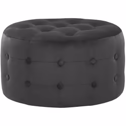 Pouffe TAMPA Velvet Black 55 cm 55 cm 30 cm