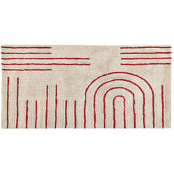Cotton Area Rug 80 x 150 cm Beige with Red TIRUPATI