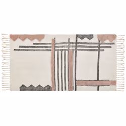 Rectangular Cotton Area Rug 80 x 150 cm Beige and Black MURADIYE