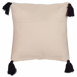 Set of 2 Cotton Cushions Geometric Pattern with Tassels 45 x 45 cm Beige and Black DEADNETTLE